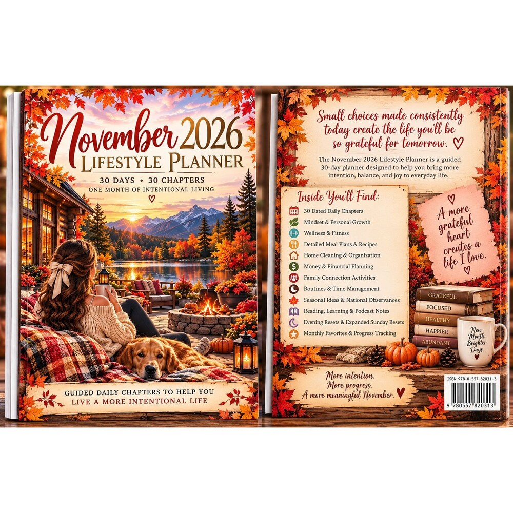 November 2026 Lifestyle Planner Wellness Fitness Meals Money Home Family & Goals